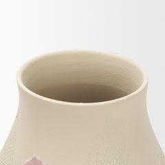 Velo Cream/Blush/Pink Hand-Painted Terracotta Decorative Vase - Ornate Home