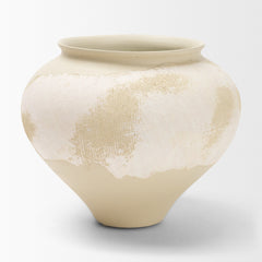 Velo Cream/White Hand-Painted Terracotta Decorative Vase - Ornate Home