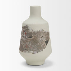 Velo White/Green 11.8"H Hand-Painted Terracotta Decorative Vase - Ornate Home