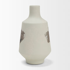 Velo White/Green 11.8"H Hand-Painted Terracotta Decorative Vase - Ornate Home