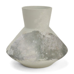 Velo White/Green 8.1"H Hand-Painted Terracotta Decorative Vase - Ornate Home