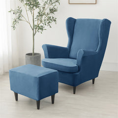 Velvet Wing Chair Cover Stretch Spandex Wingback Chair Cover Elastic Armchair Cover Sofa Covers with Seat Cushion Cover - Ornate Home