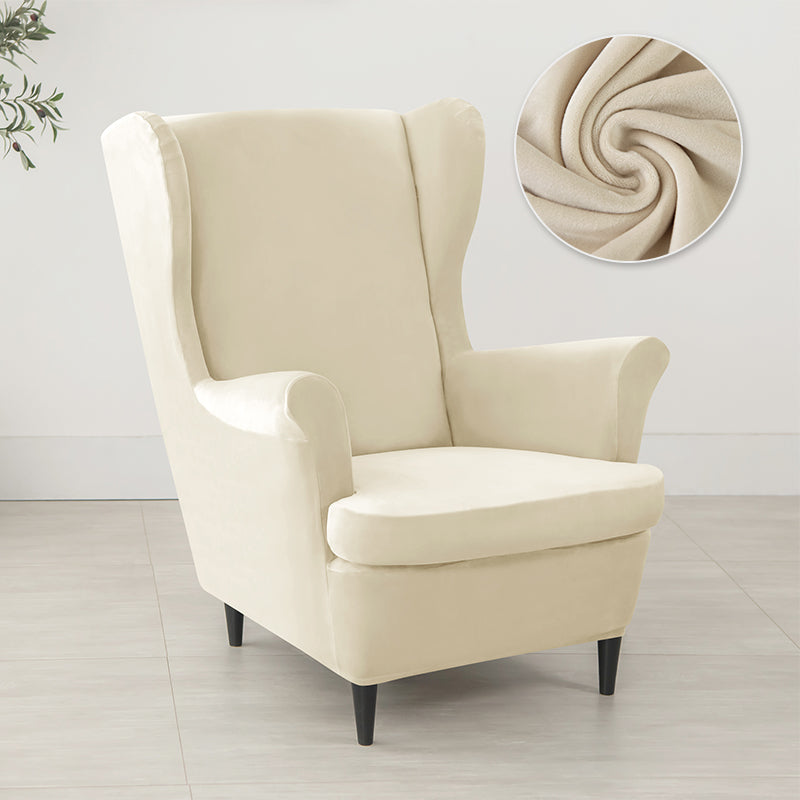 Velvet Wing Chair Cover Stretch Spandex Wingback Chair Cover Elastic Armchair Cover Sofa Covers with Seat Cushion Cover - Ornate Home