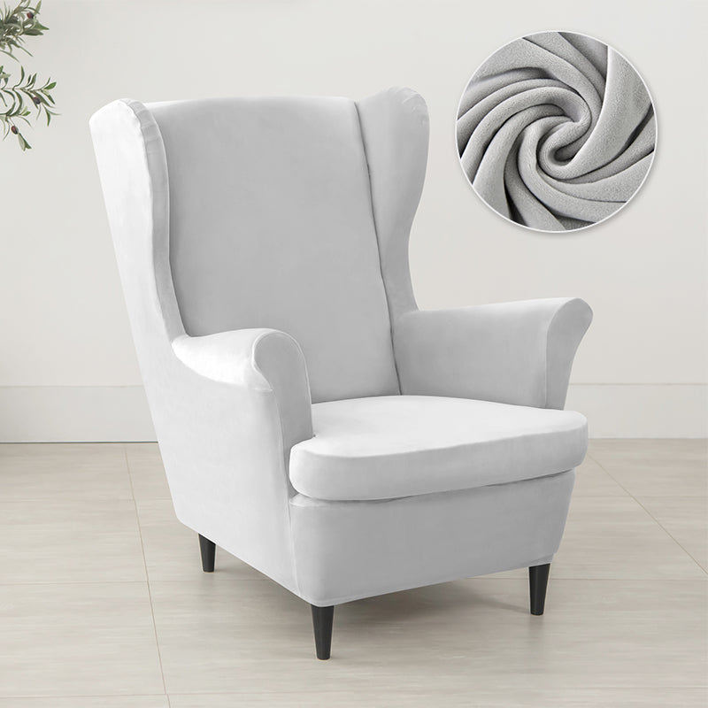 Velvet Wing Chair Cover Stretch Spandex Wingback Chair Cover Elastic Armchair Cover Sofa Covers with Seat Cushion Cover - Ornate Home