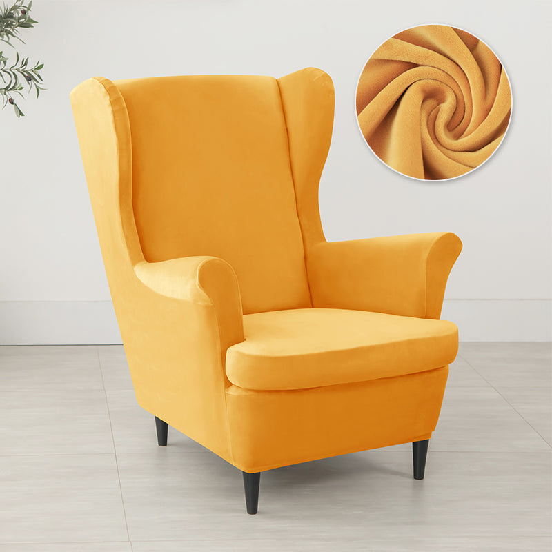 Velvet Wing Chair Cover Stretch Spandex Wingback Chair Cover Elastic Armchair Cover Sofa Covers with Seat Cushion Cover - Ornate Home