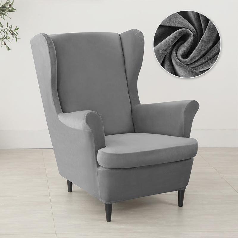 Velvet Wing Chair Cover Stretch Spandex Wingback Chair Cover Elastic Armchair Cover Sofa Covers with Seat Cushion Cover - Ornate Home