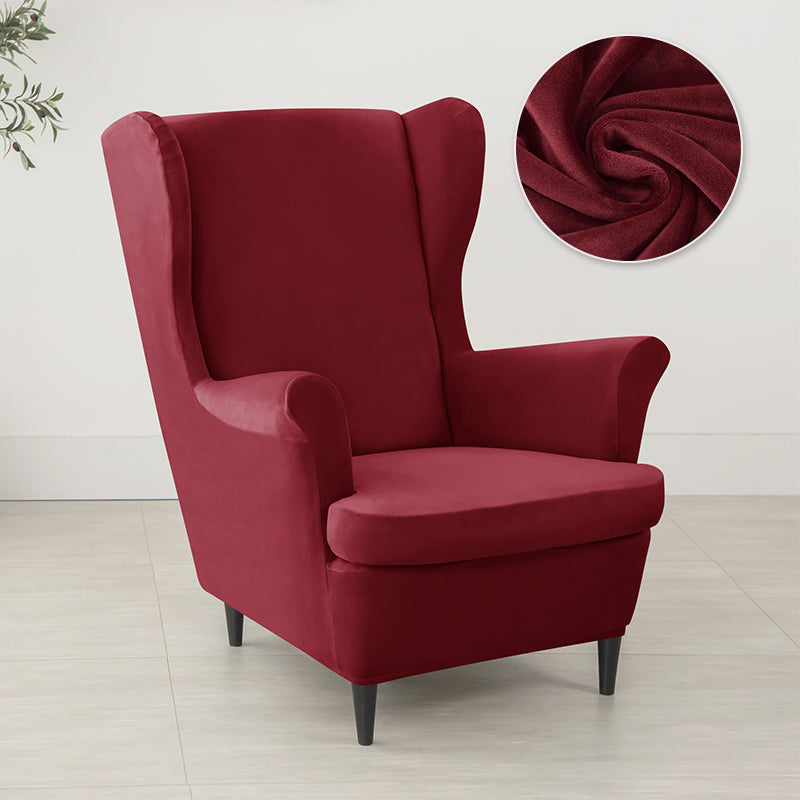 Velvet Wing Chair Cover Stretch Spandex Wingback Chair Cover Elastic Armchair Cover Sofa Covers with Seat Cushion Cover - Ornate Home