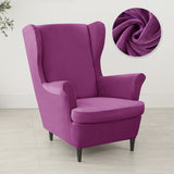 Velvet Wing Chair Cover Stretch Spandex Wingback Chair Cover Elastic Armchair Cover Sofa Covers with Seat Cushion Cover - Ornate Home
