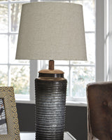 Venaldi Gunmetal Sofa Chaise with Occasional Table Set and Lamps (Online Special Price) - Ornate Home