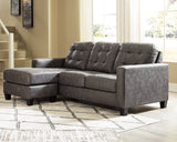 Venaldi Gunmetal Sofa Chaise with Occasional Table Set and Lamps (Online Special Price) - Ornate Home