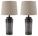 Venaldi Gunmetal Sofa Chaise with Occasional Table Set and Lamps (Online Special Price) - Ornate Home