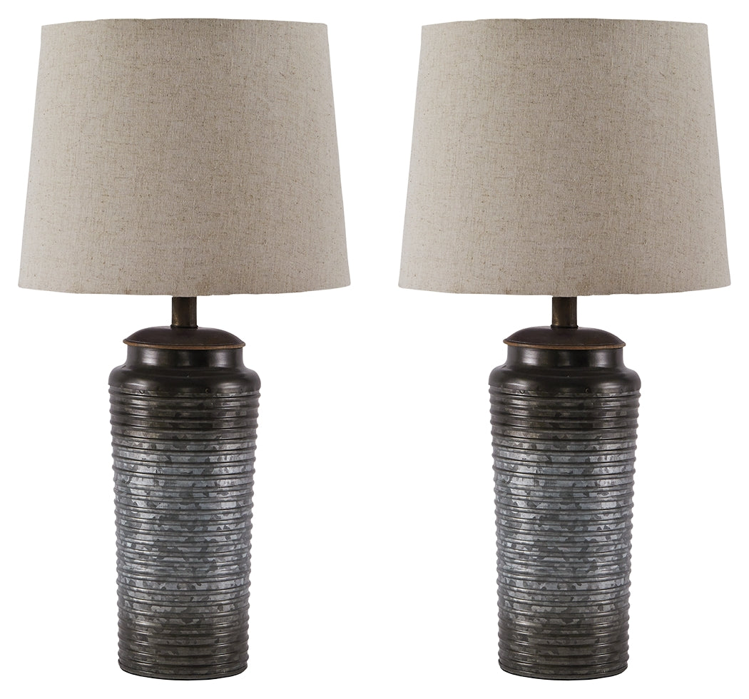 Venaldi Gunmetal Sofa Chaise with Occasional Table Set and Lamps (Online Special Price) - Ornate Home