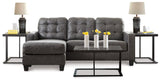Venaldi Gunmetal Sofa Chaise with Occasional Table Set and Lamps (Online Special Price) - Ornate Home