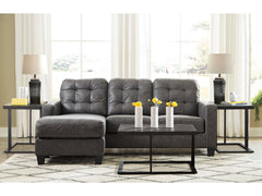 Venaldi Gunmetal Sofa Chaise with Occasional Table Set and Lamps - Ornate Home