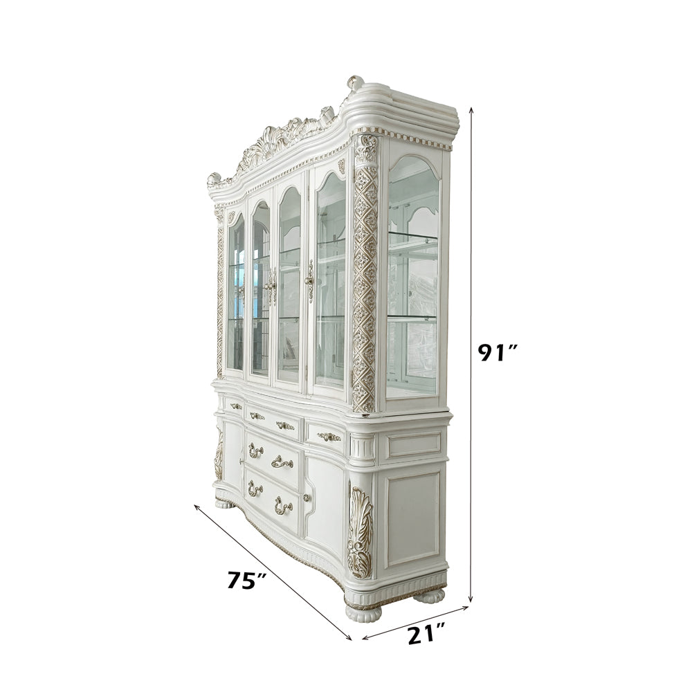 Vendome Antique Pearl Hutch & Buffet - Ornate Home