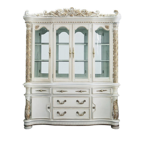 Vendome Antique Pearl Hutch & Buffet - Ornate Home