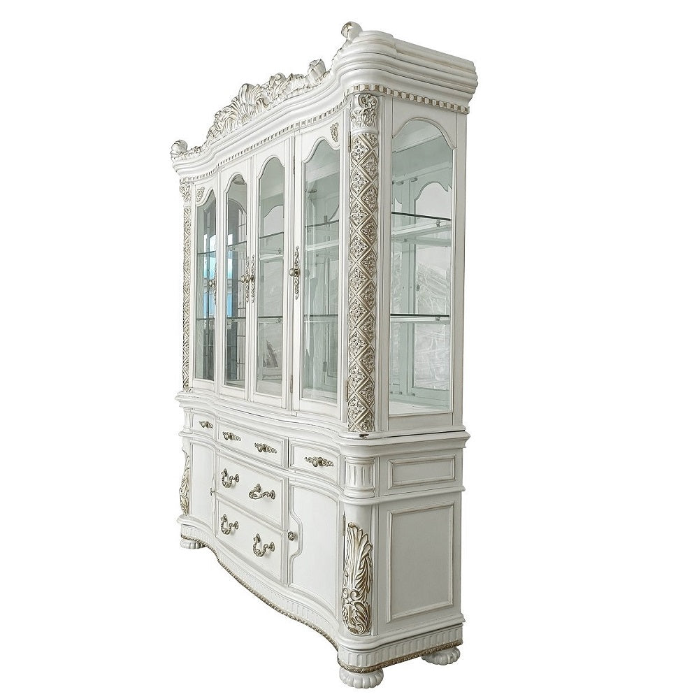 Vendome Antique Pearl Hutch & Buffet - Ornate Home