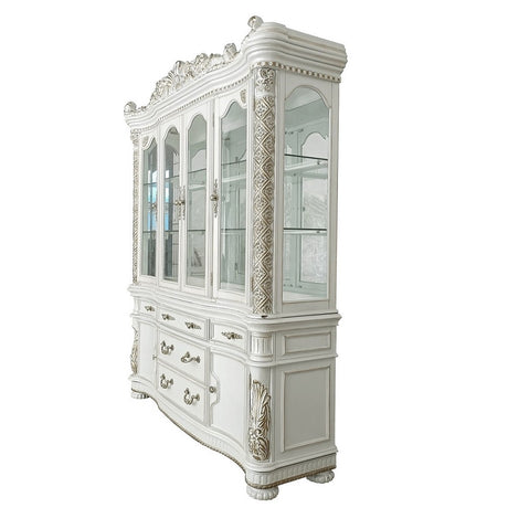 Vendome Antique Pearl Hutch & Buffet - Ornate Home