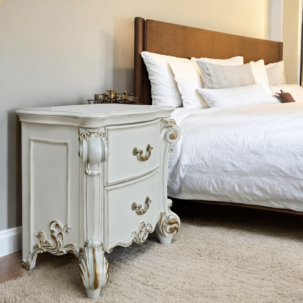 Vendome Antique Pearl Nightstand - Ornate Home