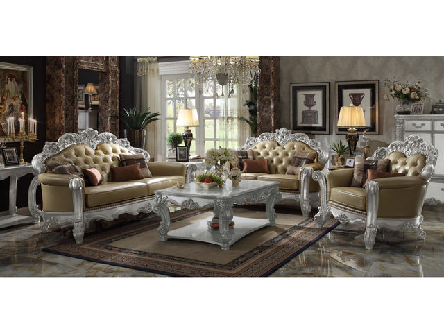 Vendome Bone/Silver Sofa W/4 Pillows - Ornate Home