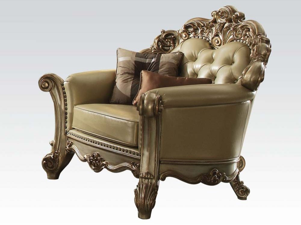 Vendome Chair w/ 2 Pillows in Gold Patina - Ornate Home