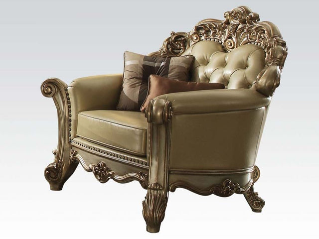 Vendome Chair w/ 2 Pillows in Gold Patina - Ornate Home