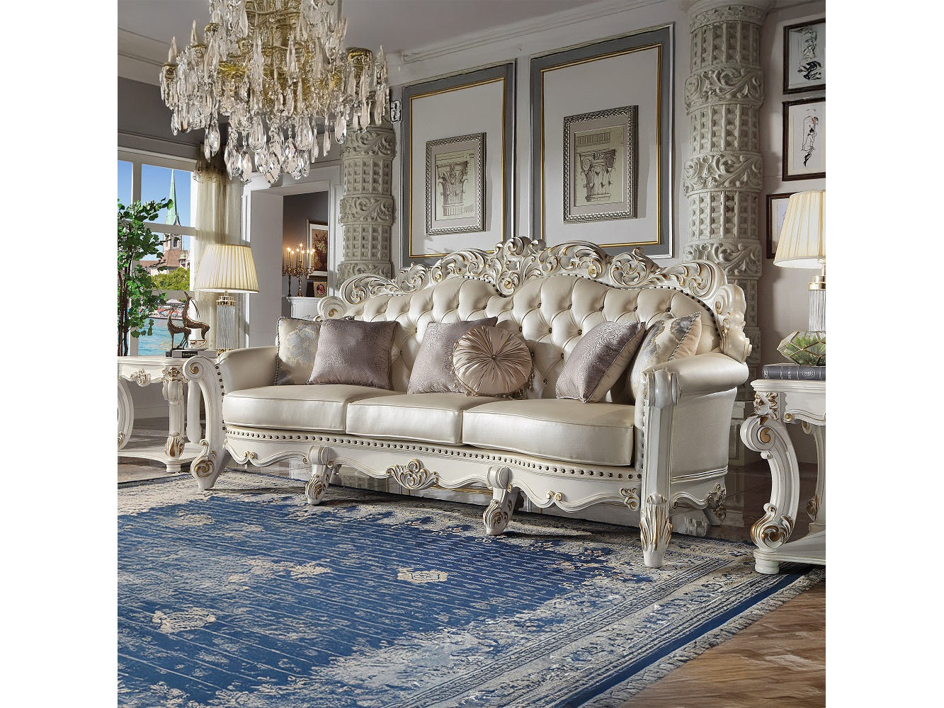 Vendome Champagne Sofa W/6 Pillows - Ornate Home