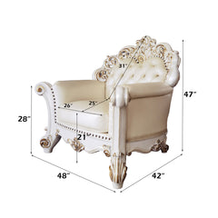 Vendome Champagne Synthetic Leather & Antique Pearl Chair w/ Pillow - Ornate Home