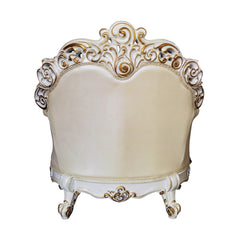 Vendome Champagne Synthetic Leather & Antique Pearl Chair w/ Pillow - Ornate Home