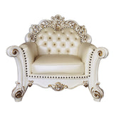 Vendome Champagne Synthetic Leather & Antique Pearl Chair w/ Pillow - Ornate Home