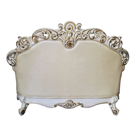 Vendome Champagne Synthetic Leather & Antique Pearl Loveseat - Ornate Home