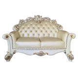 Vendome Champagne Synthetic Leather & Antique Pearl Loveseat - Ornate Home
