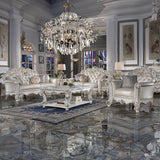 Vendome Champagne Synthetic Leather & Antique Pearl Sofa - Ornate Home