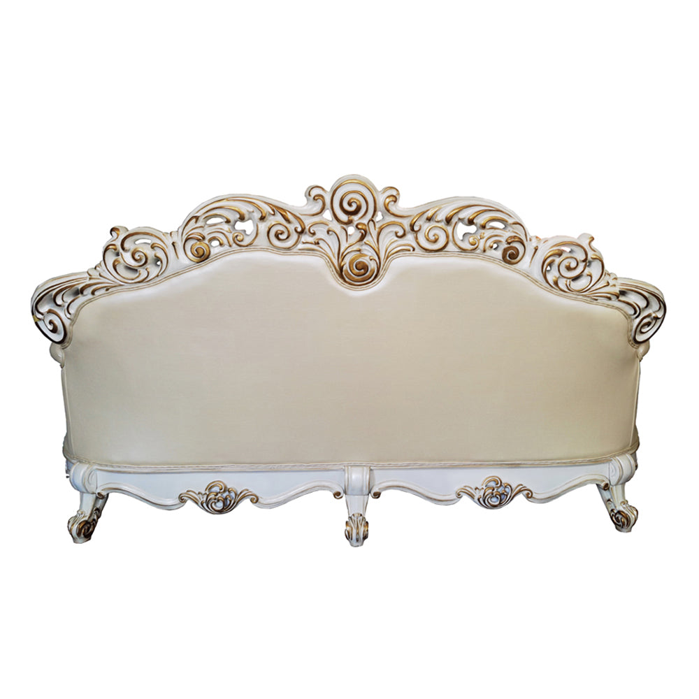 Vendome Champagne Synthetic Leather & Antique Pearl Sofa - Ornate Home