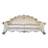 Vendome Champagne Synthetic Leather & Antique Pearl Sofa - Ornate Home