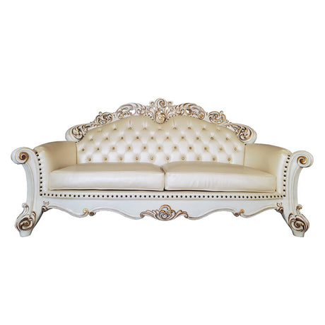 Vendome Champagne Synthetic Leather & Antique Pearl Sofa - Ornate Home