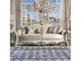 Vendome Champagne Synthetic Leather & Antique Pearl Sofa - Ornate Home