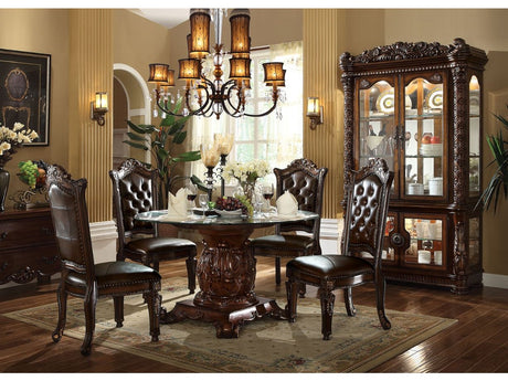 Vendome  Cherry Dining Table w 54" Glass Top - Ornate Home