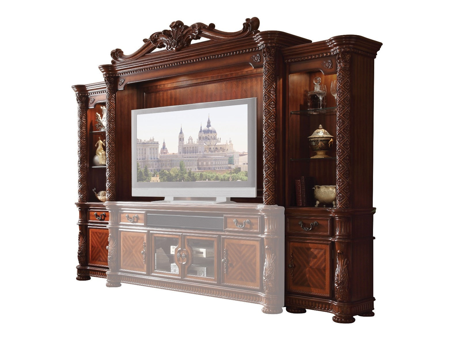 Vendome Entertainment Center in Cherry - Ornate Home