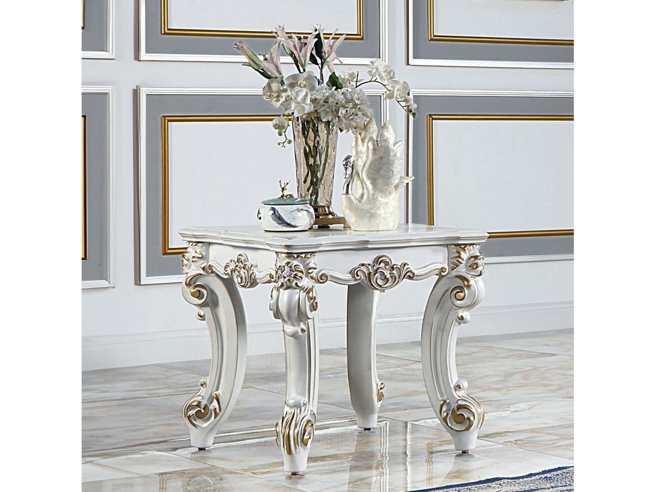 Vendome II Antique Pearl End table - Ornate Home
