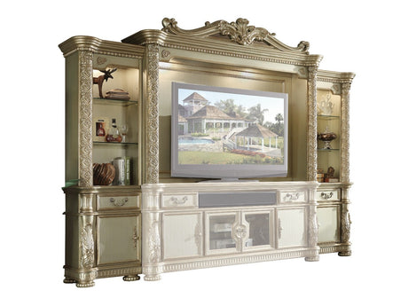 Vendome II Gold Patina and Bone Finish Entertainment Center - Ornate Home