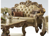 Vendome Loveseat w/ 3 Pillows in Gold Patina - Ornate Home