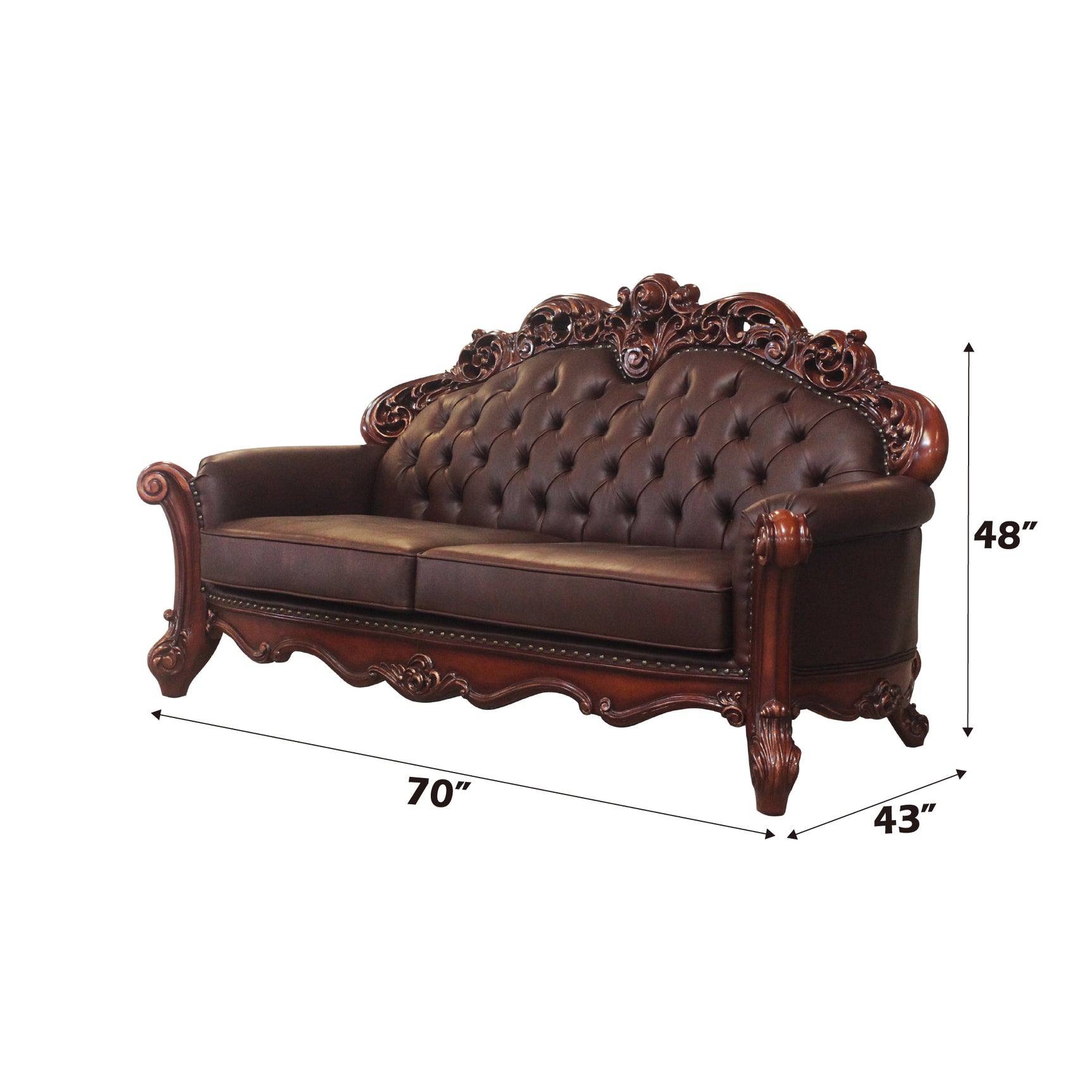 Vendome Loveseat with 2 Pillows in Cherry - Ornate Home