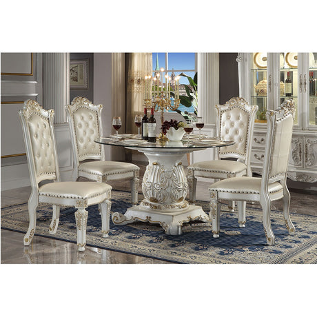 Vendome Pearl Round Dining Table W/Pedestal Base - Ornate Home