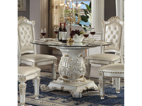 Vendome Pearl Round Dining Table W/Pedestal Base - Ornate Home