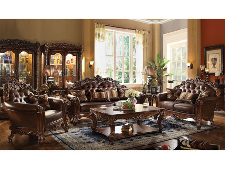 Vendome Stationary Sofa with 3 Pillows in Cherry - Ornate Home