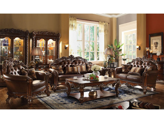 Vendome Stationary Sofa with 3 Pillows in Cherry - Ornate Home