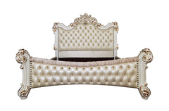 Vendome Synthetic Leather & Antique Pearl Eastern King Bed - Ornate Home