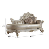 Vendome Synthetic Leather Chaise W/2 Pillows - Ornate Home