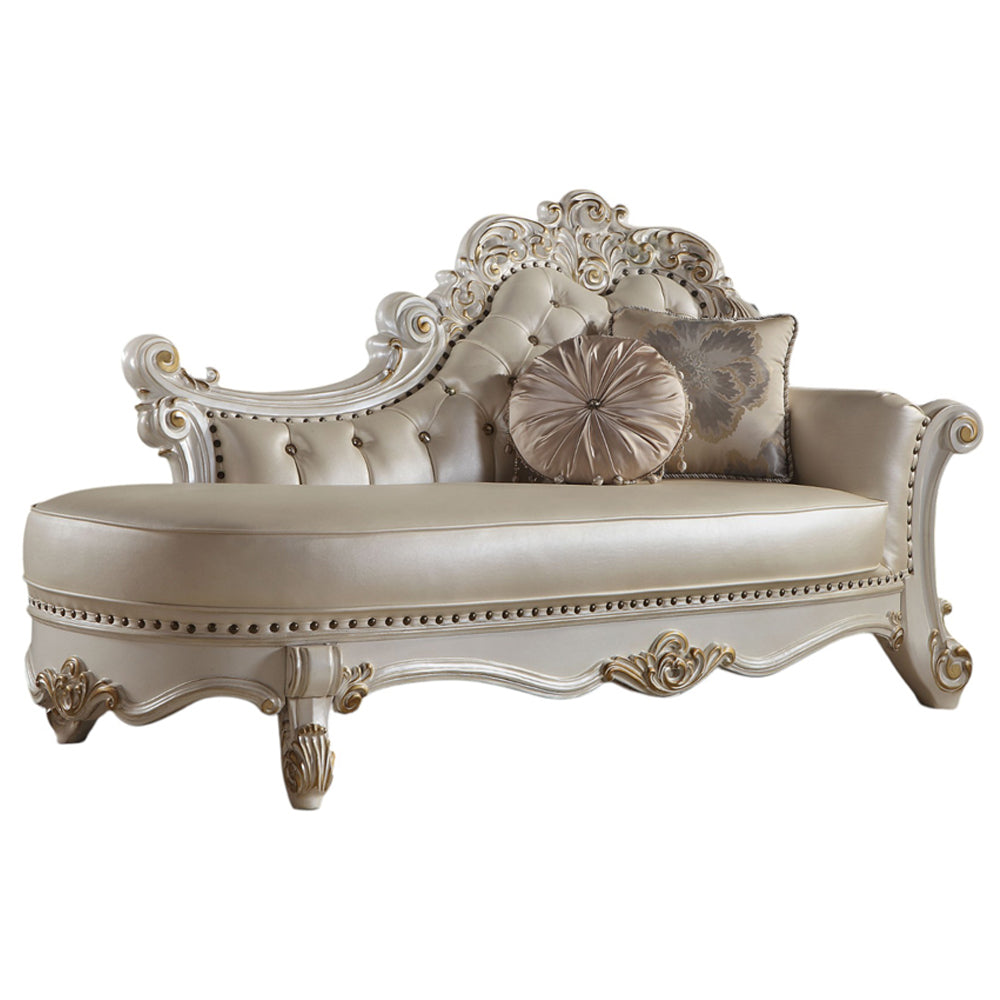 Vendome Synthetic Leather Chaise W/2 Pillows - Ornate Home